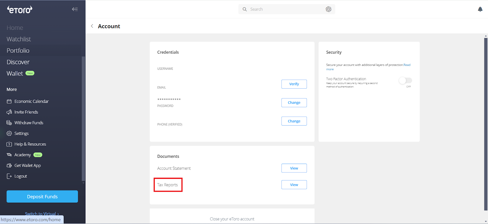 How do I get the eToro tax report? | eToro Help